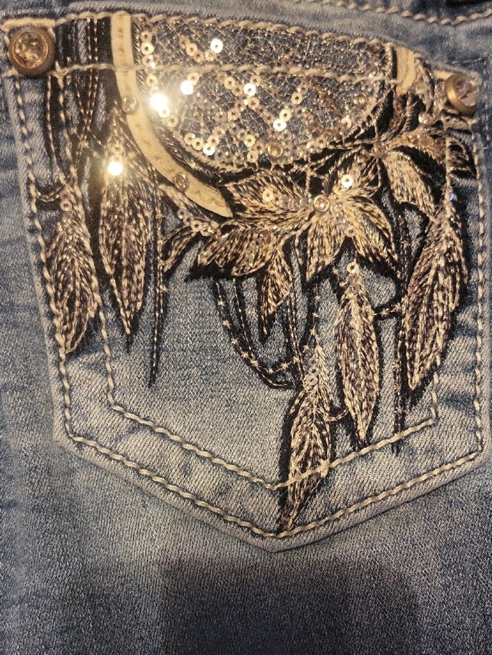 Miss Me Blue Bootcut Jeans with Embroidered Back Pockets Size 26 - Picture 8 of 16